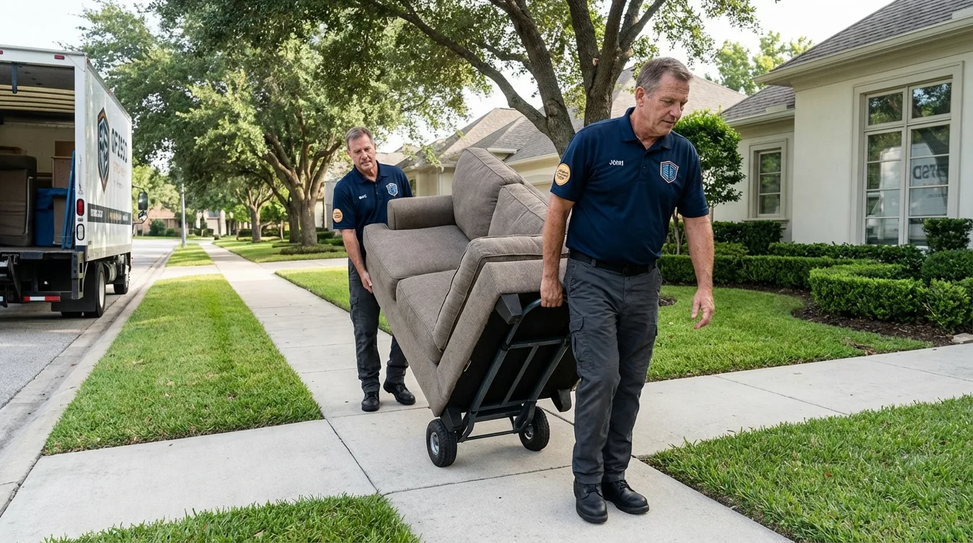 Local residential moving crew loading furniture in Point Lookout, NY